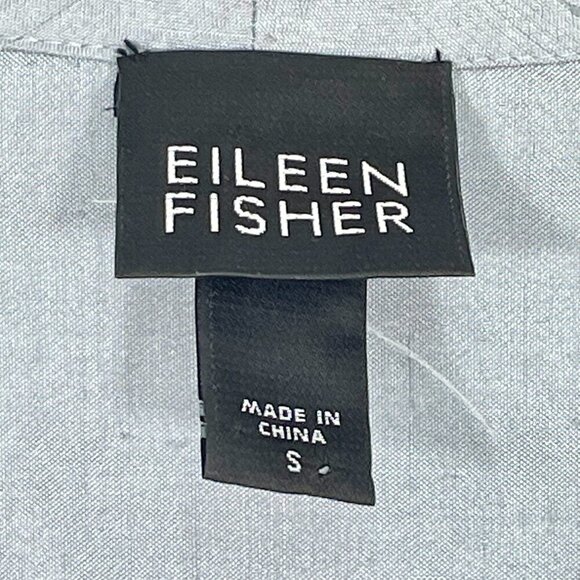 Eileen Fisher Raw Silk Button Down Blouse Gray Easy Fit Short Length Size Small - Picture 5 of 14